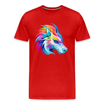 Tête de Dragon Arc-en-ciel - T-shirt bio Premium Homme - rouge - Devant - Damien (186cm)