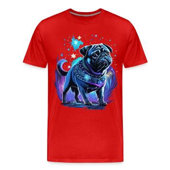 Chien carlin magique de minuit - T-shirt bio Premium Homme - rouge - Devant - Damien (186cm)
