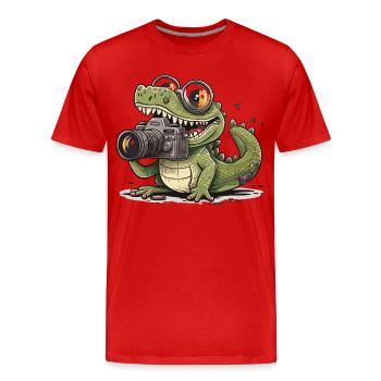 Schnappschuss Glückliches Reptil - Männer Premium Bio T-Shirt - Rot - Vorne - Damien (186cm)