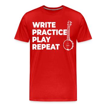 Writing, practicing, playing, repeating - Men's Premium Organic T-Shirt - red - Front - Damien (186cm)