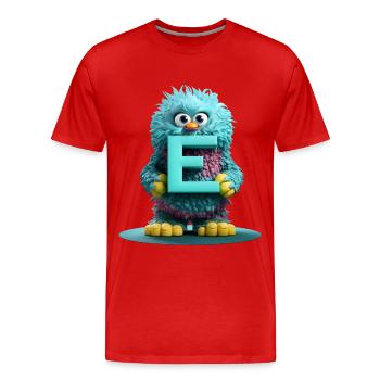 Fluffy monster with the Letter E - Men's Premium Organic T-Shirt - red - Front - Damien (186cm)