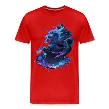 Licorne mystique minuit - T-shirt bio Premium Homme - rouge - Devant - Damien (186cm)