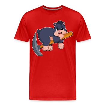 Minage de pioche de mineur taupe - T-shirt bio Premium Homme - rouge - Devant - Damien (186cm)