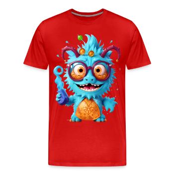 Professor Monster - Männer Premium Bio T-Shirt - Rot - Vorne - Damien (186cm)