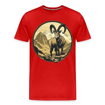 Steinbock - Männer Premium Bio T-Shirt - Rot - Vorne - Damien (186cm)