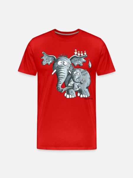 Maman éléphant et bébé éléphant - T-shirt bio Premium Homme - rouge