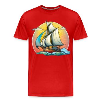 Sailboat - Men's Premium Organic T-Shirt - red - Front - Damien (186cm)