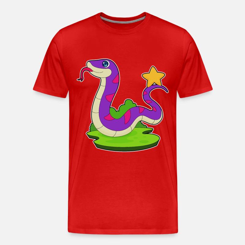 Schlange Stern - Männer Premium Bio T-Shirt - Rot