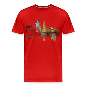 Prague - T-shirt bio Premium Homme - rouge - Devant - Damien (186cm)