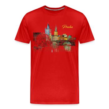Prague - T-shirt bio Premium Homme - rouge - Devant - Damien (186cm)