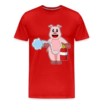 Pig Firefighter Fire Hose Fire Hose Fire Brigade - Men's Premium Organic T-Shirt - red - Front - Damien (186cm)