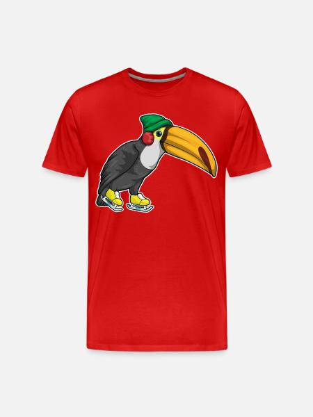Toucan Ice Skating Skates - Men's Premium Organic T-Shirt - red