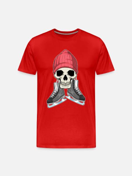 Skull Ice Skating Skates - Men's Premium Organic T-Shirt - red