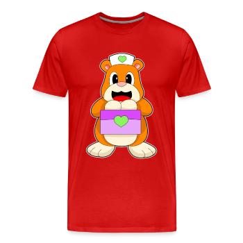 Trousse de premiers secours pour infirmière hamster - T-shirt bio Premium Homme - rouge - Devant - Damien (186cm)