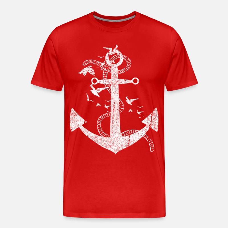 Distressed Anchor Maritime Design - Männer Premium Bio T-Shirt - Rot