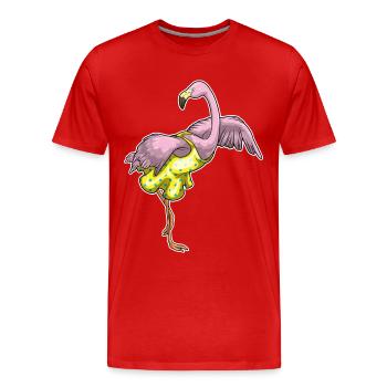 Flamingo Polka Dots Dress - Men's Premium Organic T-Shirt - red - Front - Damien (186cm)