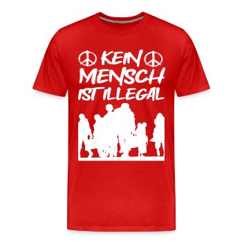 Kein Mensch ist Illegal - Männer Premium Bio T-Shirt - Rot - Vorne - Damien (186cm)