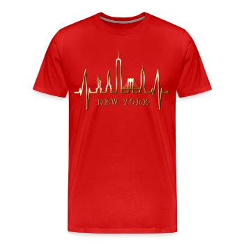 New York Skyline Herzschlag Herz USA Geschenk NY - Männer Premium Bio T-Shirt - Rot - Vorne - Damien (186cm)