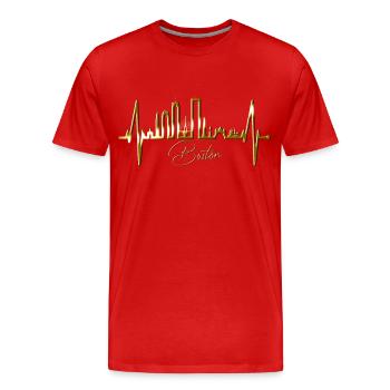 Boston Skyline Herzschlag USA Fan Herz Puls Liebe - Männer Premium Bio T-Shirt - Rot - Vorne - Damien (186cm)
