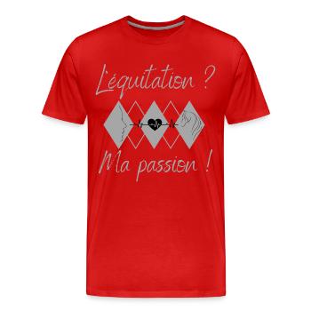 L'équitation, ma passion ! - T-shirt bio Premium Homme - rouge - Devant - Damien (186cm)