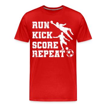 Exécuter la répétition du score de coup de pied - T-shirt bio Premium Homme - rouge - Devant - Damien (186cm)