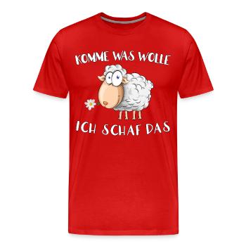 Komme was Wolle - ich Schaf das - Männer Premium Bio T-Shirt - Rot - Vorne - Damien (186cm)