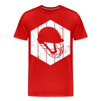 Cricket helmet drawing - Men's Premium Organic T-Shirt - red - Front - Damien (186cm)