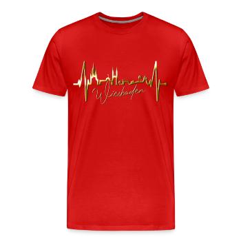 Wiesbaden Skyline Herzschlag Fan Herz Hessen Liebe - T-shirt bio Premium Homme - rouge - Devant - Damien (186cm)