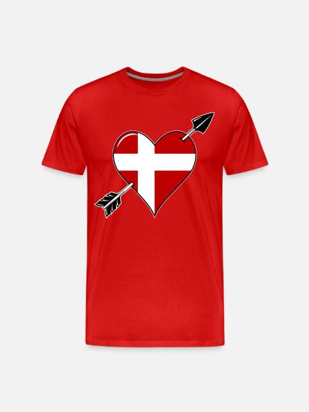 Danmark flager hjerte i kærlighed - Herre Premium T-shirt økologisk - rød