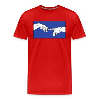 La création des mains d’Adam - T-shirt bio Premium Homme - rouge - Devant - Damien (186cm)