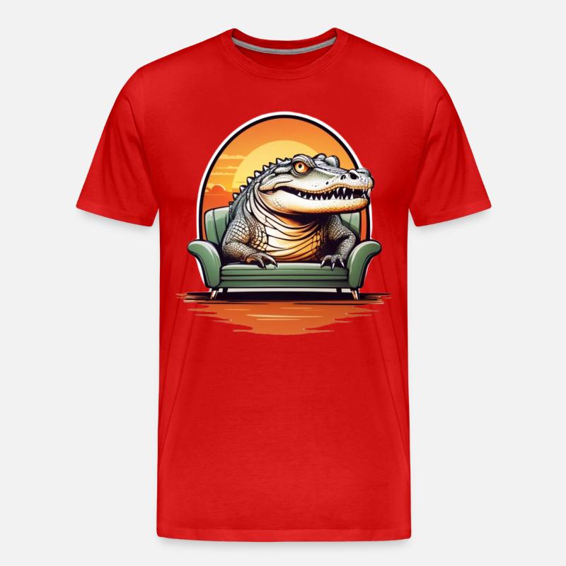 Alligator auf Sofa - Männer Premium Bio T-Shirt - Rot