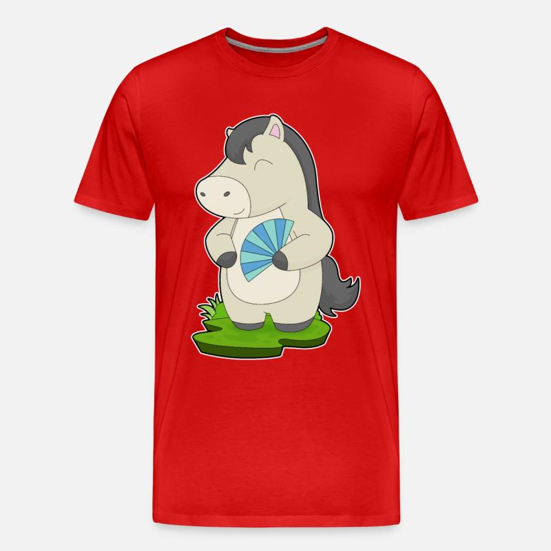 Pferd Handventilator - Männer Premium Bio T-Shirt - Rot