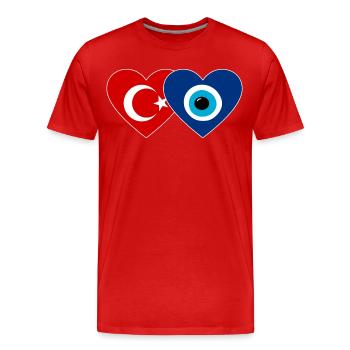 Türkei Nazarperle Herz - Männer Premium Bio T-Shirt - Rot - Vorne - Damien (186cm)