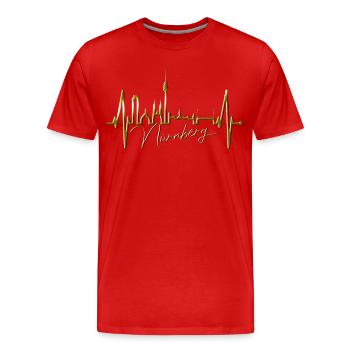Nuremberg Skyline Heartbeat Fan Heart Love Nuremberg - T-shirt bio Premium Homme - rouge - Devant - Damien (186cm)