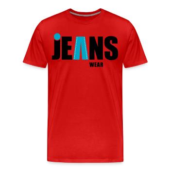 jeans wear mit punkt - Männer Premium Bio T-Shirt - Rot - Vorne - Damien (186cm)