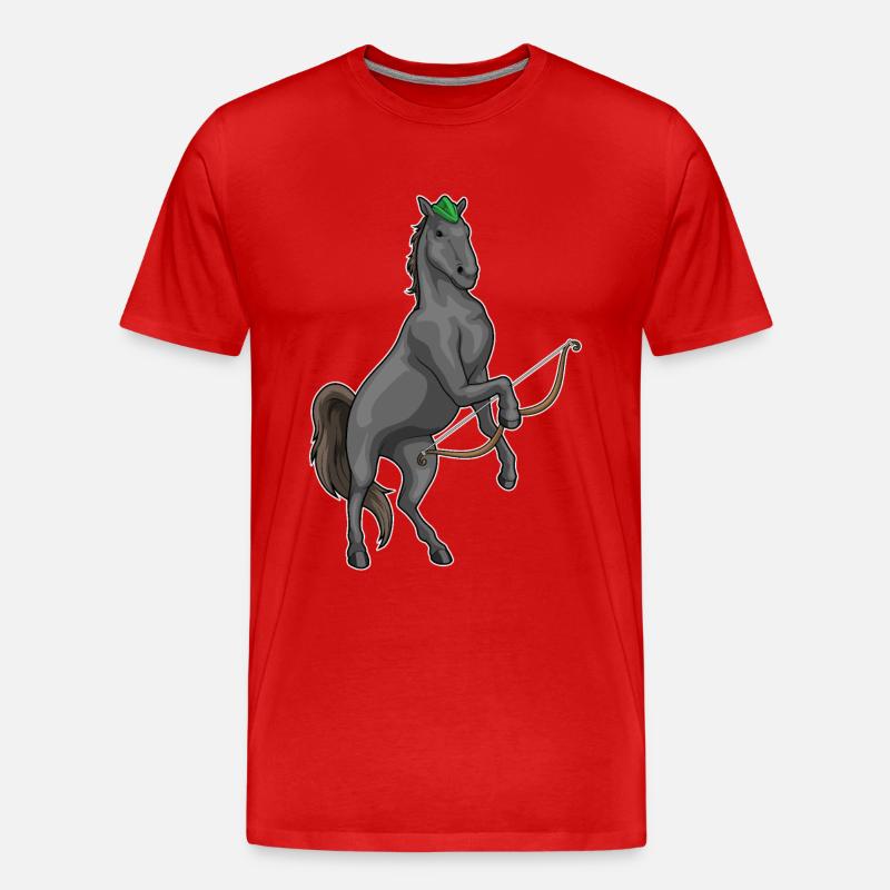 Pferd Bogenschütze Bogen - Männer Premium Bio T-Shirt - Rot