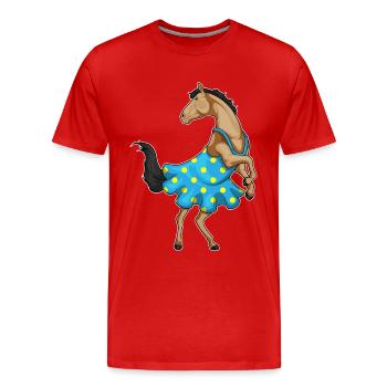 Horse Polka Dots Dress - Men's Premium Organic T-Shirt - red - Front - Damien (186cm)