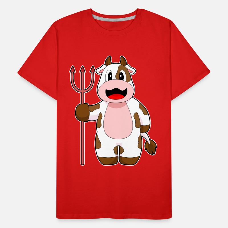 Vache Halloween Devil Trident T-shirt bio Premium Homme