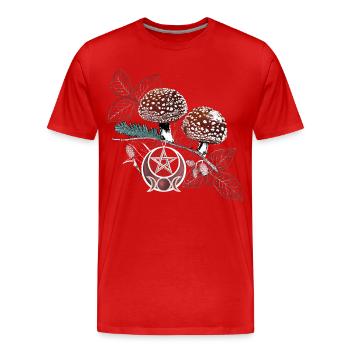 Champignon Wicca Symbole Naturel Magie Automne - T-shirt bio Premium Homme - rouge - Devant - Damien (186cm)