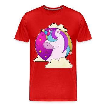 Einhorn Wolken - Männer Premium Bio T-Shirt - Rot - Vorne - Damien (186cm)