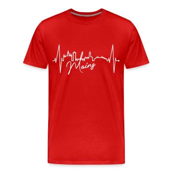 Mainz Skyline Heartbeat Fan Heart Love Mainzer - Men's Premium Organic T-Shirt - red - Front - Damien (186cm)