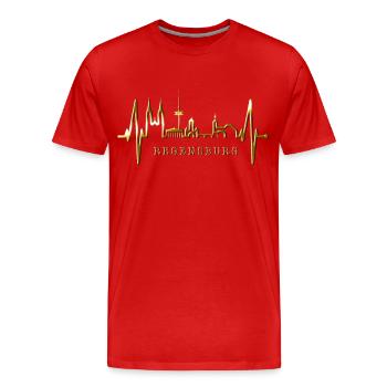 Regensburg Skyline Heartbeat Love Regensburgers - Men's Premium Organic T-Shirt - red - Front - Damien (186cm)