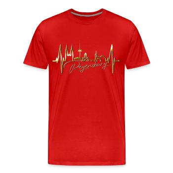 Regensburg Skyline Heartbeat Love Regensburgers - Men's Premium Organic T-Shirt - red - Front - Damien (186cm)