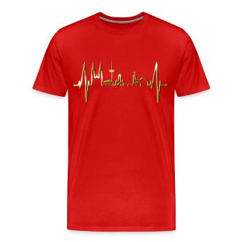 Regensburg Skyline Heartbeat Love Regensburgers - Men's Premium Organic T-Shirt - red - Front - Damien (186cm)