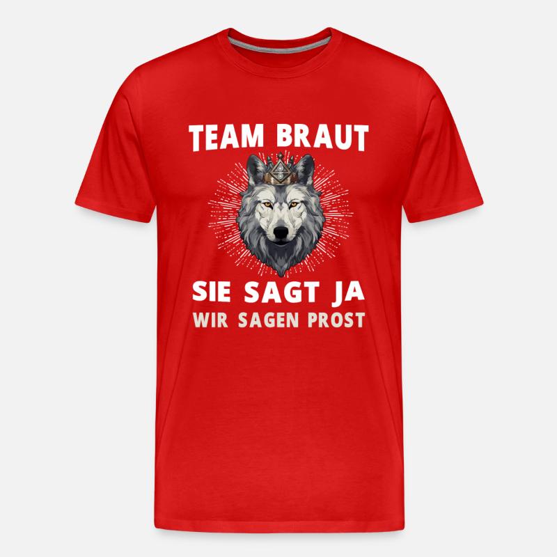 Hochzeit Junggesellenabschied Wolf Braut Bräutigam - Männer Premium Bio T-Shirt - Rot