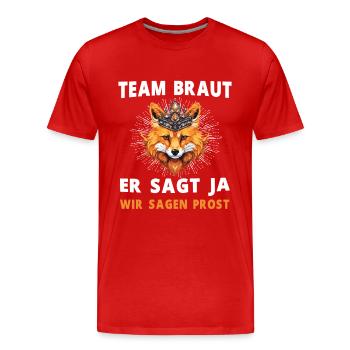 Hochzeit Junggesellenabschied Fuchs Bräutigam - Männer Premium Bio T-Shirt - Rot - Vorne - Damien (186cm)