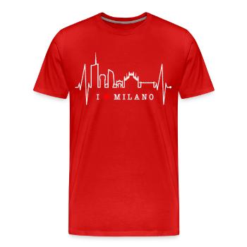 Mailand Skyline Italien Herzschlag Fan Love Milano - Männer Premium Bio T-Shirt - Rot - Vorne - Damien (186cm)