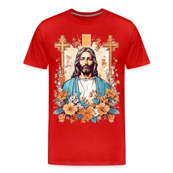 Jesus Christus - Männer Premium Bio T-Shirt - Rot - Vorne - Damien (186cm)