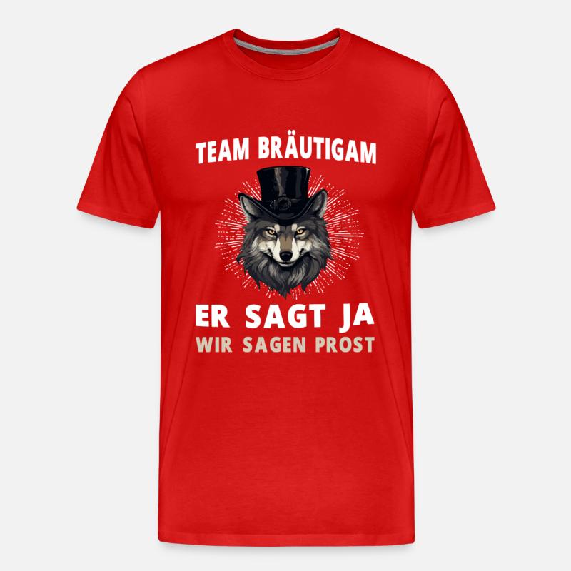 Wolf Junggesellenabschied Bräutigam Hochzeit - Männer Premium Bio T-Shirt - Rot