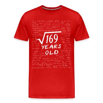 13th Birthday 13 years Square root of 169 math - Men's Premium Organic T-Shirt - red - Front - Damien (186cm)